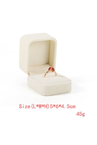 Choice صندوق خاتم عالي الجودة من المخمل البيج صندوق مجوهرات حامل خاتم وحلق وق...