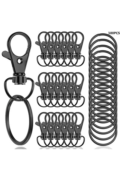 Choice 6 cm black 100 pieces rotating lobster clasp with key ring 50 pieces k...