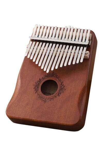 Generic كاليمبا محمولة بـ 17 مفتاحًا بتصميم زهرة بنية عتيقة