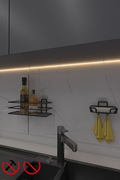 ozbience 2'li Yapışkanlı Kancalı Banyo Düzenleyici ve Sabunluk Seti