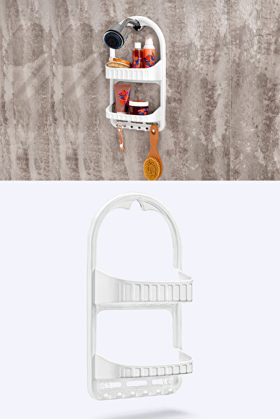 ozbience İki Katlı Vantuzlu Banyo Şampuanlık ve Sabunluk Seti