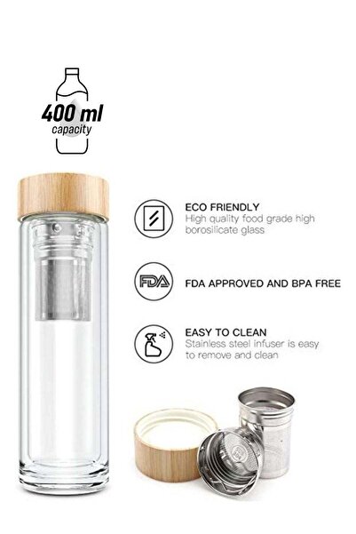 Generic Glass Water Bottle With Infuser And Strainer Clear/Silver