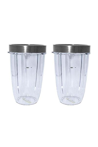 BLENDIN كوب طويل من قطعتين وحلقتين للشفاه لجهاز نوتري بوليت - شفاف/رمادي