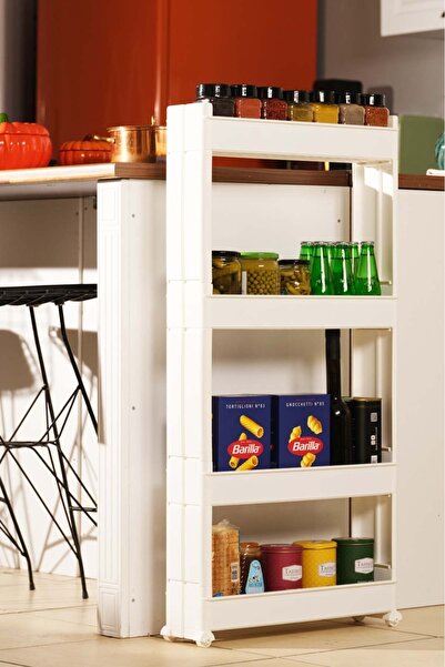 ozbience Çok Amaçlı 4 Katlı Tekerlekli Raf, Mutfak ve Banyo Organizeri