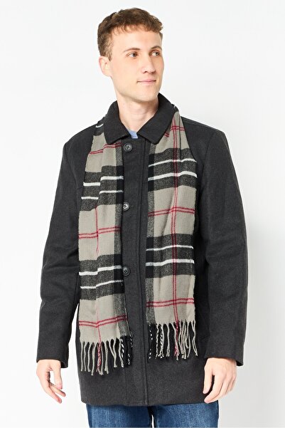 Dockers Men 2 Pieces Textured Trench Coat With Scarf, Charcoal