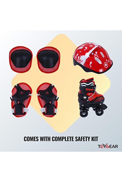 Top Gear حذاء تزلج رباعي TG-9008 مقاس 27-30 أحمر (للأعمار من 4 سنوات فما فوق)