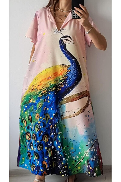 OEMN Rochie de vara lunga cu buzunare imprimata cu model Fashion