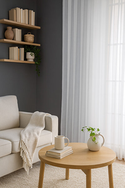 QUBA DECO Sparkling Linen Stylishly Designed Decorative Tulle Curtain 1/2 Ple...