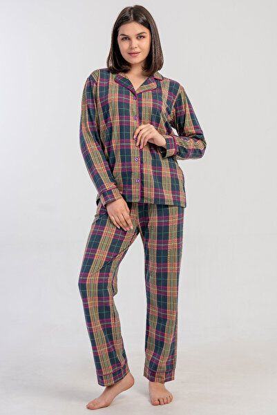 VİENETTA Kadın Tamamı Düğmeli Uzun Kol Pijama Takım , 161795