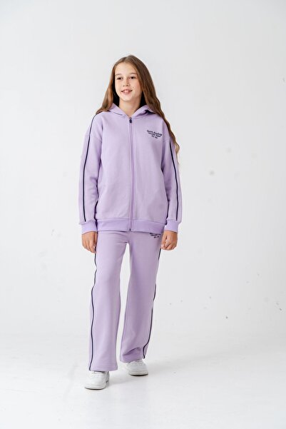 Mışıl Kids Sports Academy College Team US-86 Set de trening pentru fete, cu broderie cu glugă cu fermoar frontal