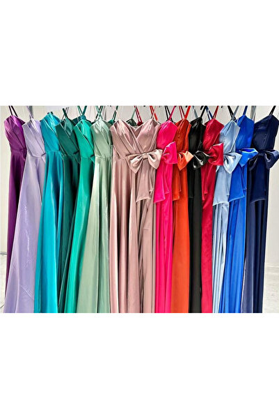 OEMN Elegant dress made of premium satin – Design with adjustable straps, ple...