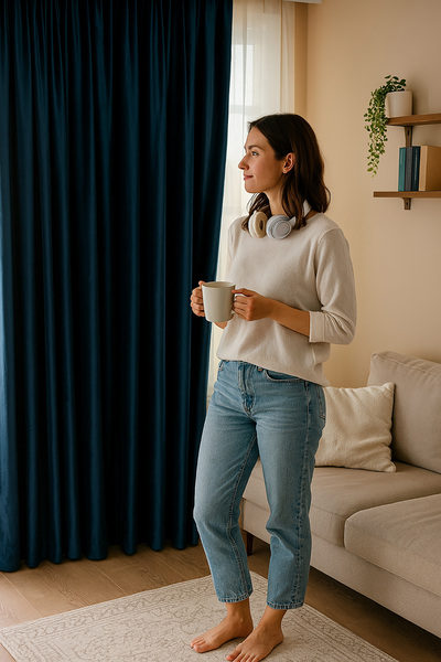 QUBA DECO ستارة خلفية طبيعية من قماش السويد المخملي للصالون وغرفة المعيشة وغر...