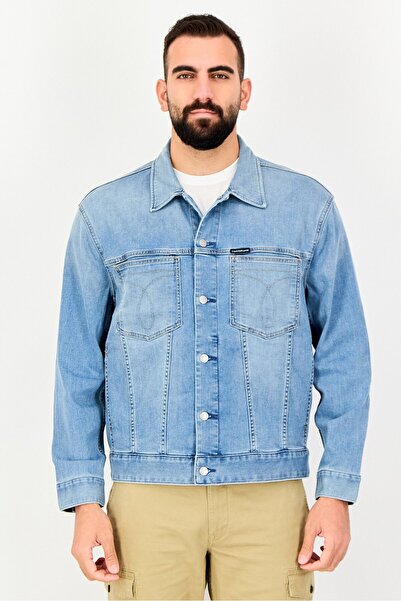 Calvin Klein Jeans Men Oversized Washed Denim Jacket, Blue