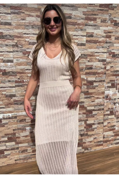 OEMN Short sleeve knitted summer midi dress