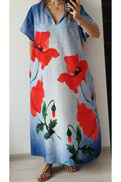 OEMN Rochie de vara lunga cu buzunare imprimata cu model Fashion