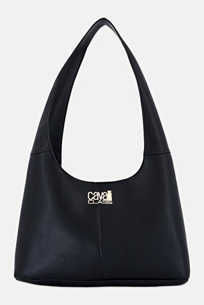 Cavalli Class Women Brand Logo Shoulder Bag, Black