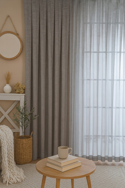 QUBA DECO Modern Doğal Kumlama Efektli Kalın Tül Perde Salon Oturma Odası Yatak Odası Antre