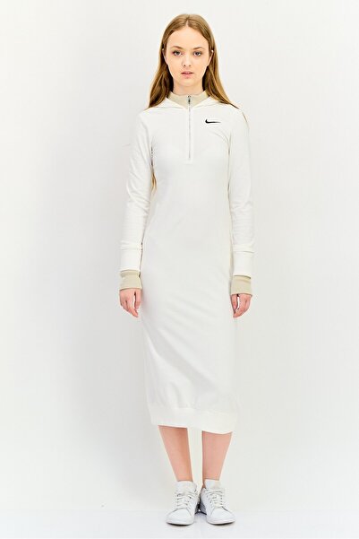 Nike Women Embroidered Logo Hoodie Dress, White