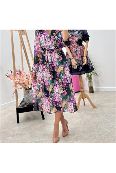 OEMN Rochie Dama Midi din Voal Captusit