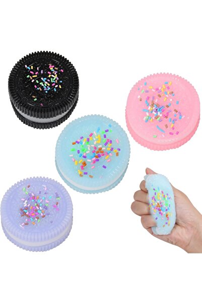 Saharaz أربع قطع من ألعاب تخفيف التوتر على شكل بسكويت، إكسسوار مثالي لسطح الم...