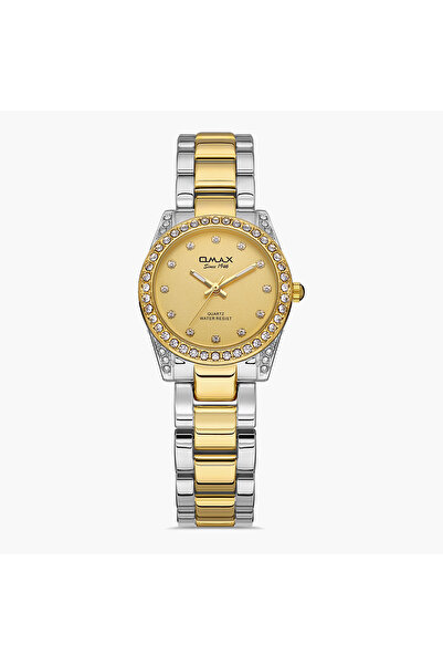 Omax Women Silver & Gold Strap Analog Watch - 00JED026N001 | 34 MM
