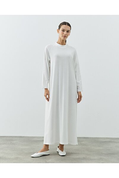 Aybikestil Uzun Kollu Elbise Astarı Beyaz