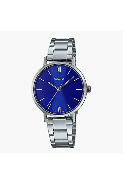 Casio ساعة نسائية تناظرية بسوار فضي من الفولاذ المقاوم للصدأ - LTP-VT02D-2AUDF