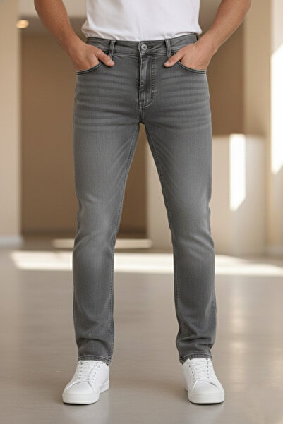 Bürke Premium Gray Color Regular Fit Stretchable Stretch Fabric Jeans Denim Trousers