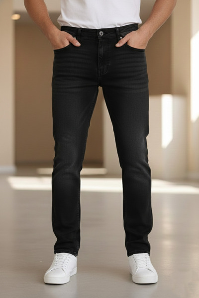 Bürke Premium Black Color Regular Fit Flexible Stretch Fabric Jeans Denim Trousers