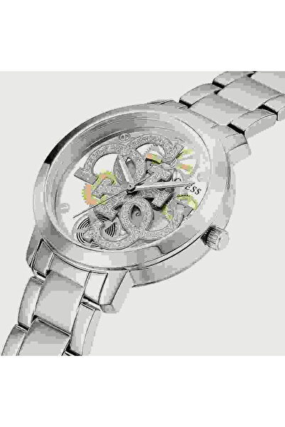 Guess ساعة نسائية فضية أوتوماتيكية بسوار من الفولاذ المقاوم للصدأ GW0300L1 | 36 مم
