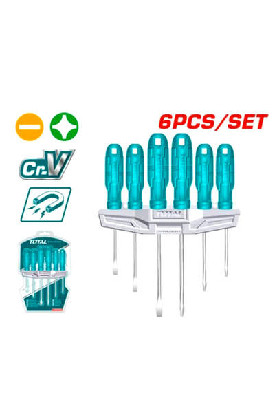 TOTAL 6-Piece Screwdriver Set | Cr-V Steel | Magnetic Tips
