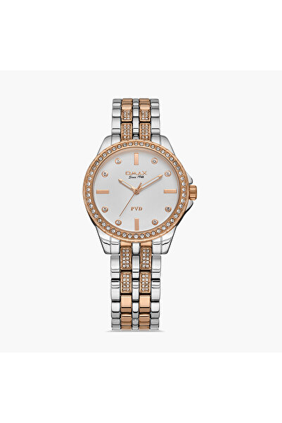 Omax Women White Dial Analog Watch with Silver & Rose Gold Strap - 00JSS014N018