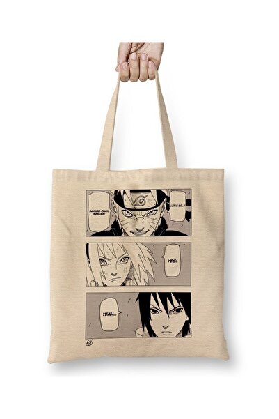 Toyaso حقيبة تسوق من القماش الأبيض من تريو ناروتو بمقبض طويل وحقيبة للشاطئ