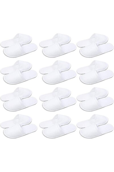 Generic 12 Pairs Disposable Spa Slippers Fluffy Spa Slippers for Hotel, Guest Use, Fits up to Men or Women