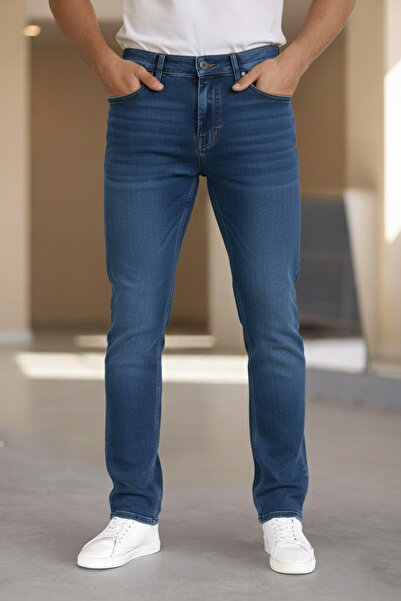 Bürke Premium Navy Blue Color Regular Fit Stretchable Stretch Fabric Jeans Denim Trousers