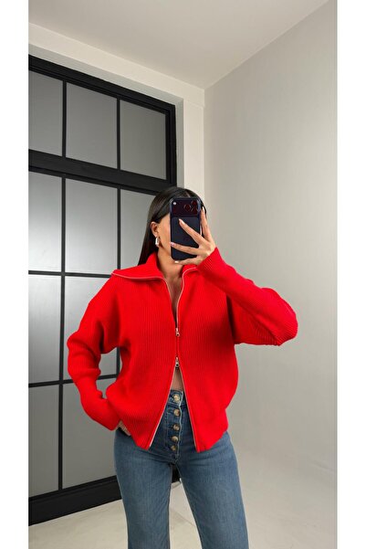 Gaus Pomegranate Flower Double Zipper Knitwear Sweater Gaus-00858