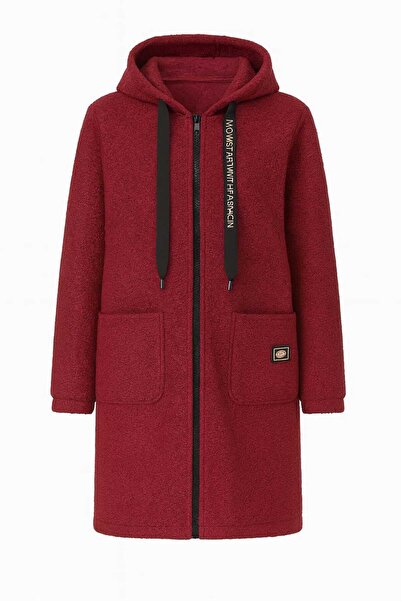 ECK MODA معطف نسائي من الفرو الصناعي بسحاب طويل وجيوب مزدوجة فوق الركبة