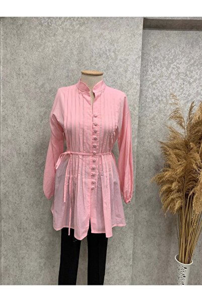 Rita 25Y22043 TUNİK ÖNÜ NEVÜRLÜ TOP DÜĞMELİ KOLU LASTİKLİ PEMBE