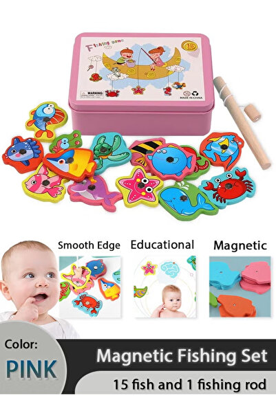 Generic لعبة صيد مغناطيسية للأطفال، لعبة خشبية مغناطيسية، تعزز المهارات الحرك...