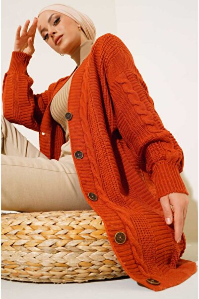 MELSUM Kadın Örgü Desenli Salaş Hırka