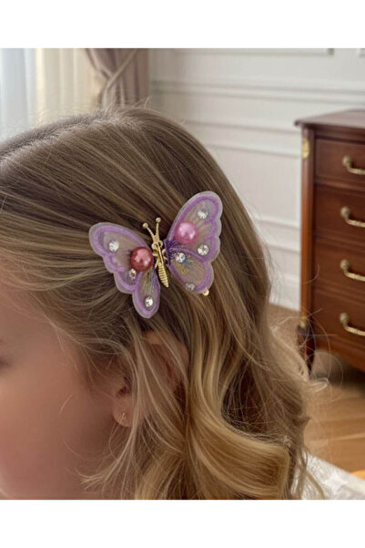 Shiklik Elegant Stone Pearl Moving Butterfly Model Hair Clip