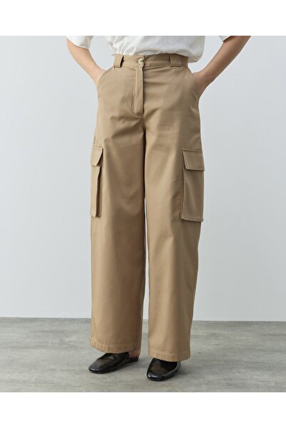 Aybikestil Paper Gabardin Safari Balon Fit Cepli Pantolon Camel