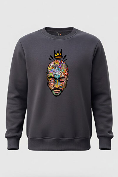 WİDİ Hip-Hop Rap Music Crown cu imprimeu bumbac 100% Regular Fit guler rotund...