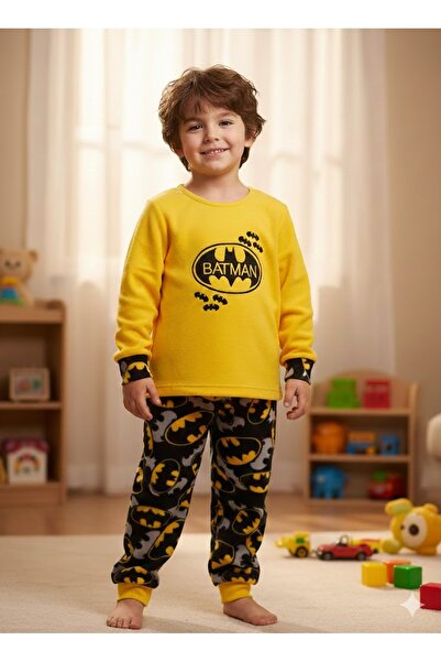 KAPİKİDS Batman logolu polar erkek çocuk pijama takımı