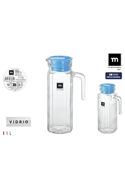 MEDITERIAN Carafă de sticlă cu capac, 1L, design elegant, ideală pentru apă, suc sau limonadă – La Med