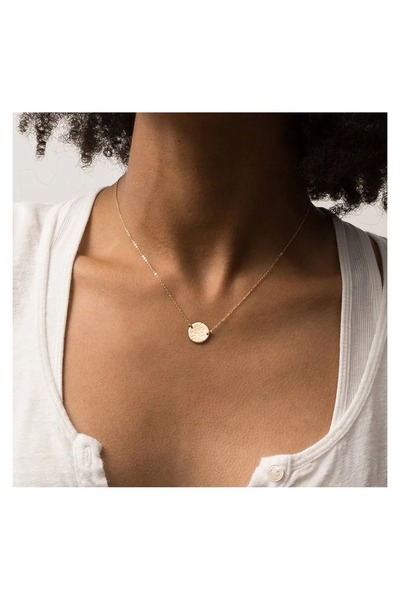 Produse.Top Colier roz auriu placat cu aur roz de 14 k cu pandativ rotund 13mm COL113