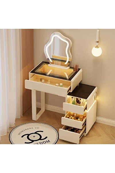 NKX طاولة زينة ذكية أنيقة وفعالة لمساحات المعيشة المعاصرة مع مرآة LED