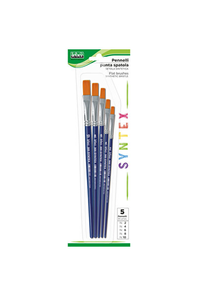 Lebez Set of 5 brushes, straight synthetic tip (blister)