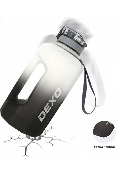 DEXO 2.2L Water Bottle with Handle & Straw, 74oz, BPA-Free, Leak-Proof – Blac...