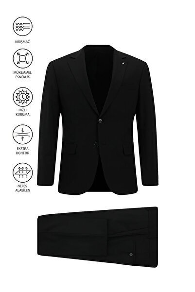 Abdullah Kiğılı بدلة كلاسيكية من الصوف ذات ياقة مونو بقصة عادية